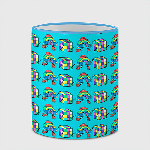 Кружка цветная RAINBOW AND CUBE / 3D-Небесно-голубой кант – фото 2
