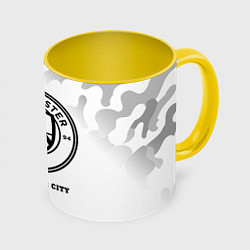 Кружка 3D Manchester City Sport на светлом фоне, цвет: 3D-белый + желтый