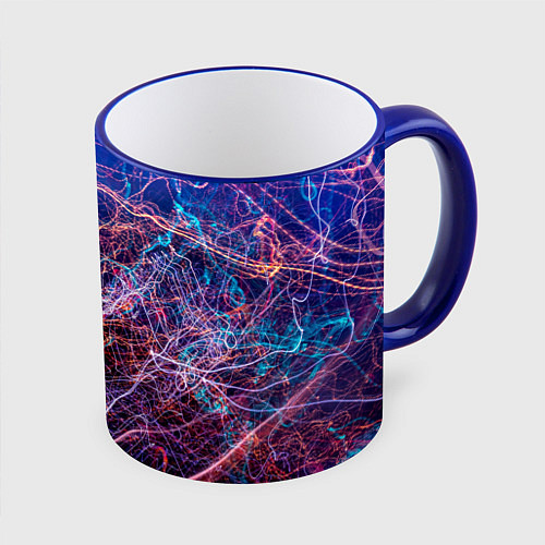 Кружка цветная Неоновые сети - Синий / 3D-Синий кант – фото 1
