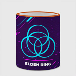 Кружка 3D Символ Elden Ring в неоновых цветах на темном фоне, цвет: 3D-оранжевый кант — фото 2