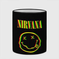Кружка 3D Nirvana глитч, цвет: 3D-черный кант — фото 2