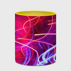 Кружка 3D Неоновые линии и фонари - Красный, цвет: 3D-белый + желтый — фото 2