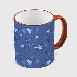 Кружка 3D Gray-Blue Star Pattern, цвет: 3D-оранжевый кант