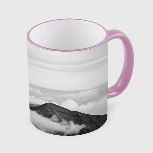 Кружка цветная Горы и туман / 3D-Розовый кант – фото 1
