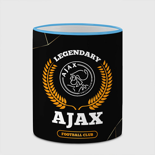 Кружка цветная Лого Ajax и надпись Legendary Football Club на тем / 3D-Небесно-голубой кант – фото 2