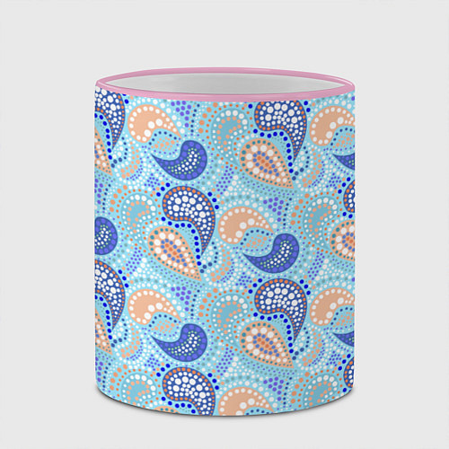 Кружка цветная Турецкий огурец Turkish cucumber blue pattern / 3D-Розовый кант – фото 2