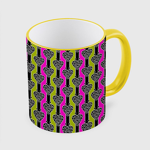 Кружка цветная Striped multicolored pattern Сердце / 3D-Желтый кант – фото 1