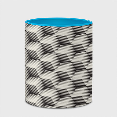 Кружка цветная 3D Куб Оптическая иллюзия 3D Cube / 3D-Белый + небесно-голубой – фото 2