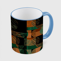 Кружка 3D Текстурированный абстрактный, геометрический принт, цвет: 3D-небесно-голубой кант