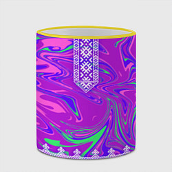 Кружка 3D Славянская рубаха с разводами, цвет: 3D-желтый кант — фото 2