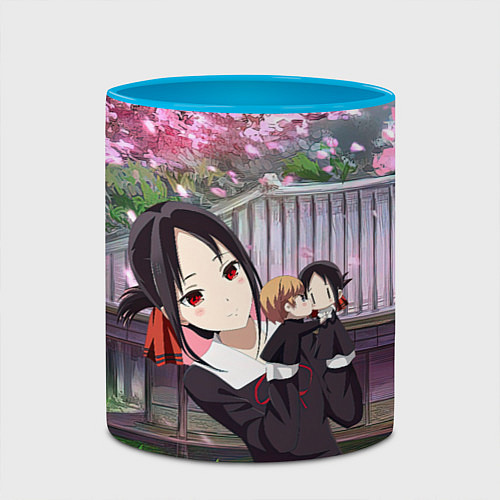 Кружка цветная Кагуя - Синомия Love is war Госпожа / 3D-Белый + небесно-голубой – фото 2