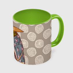 Кружка 3D Самурай-лягушка воин, цвет: 3D-белый + светло-зеленый