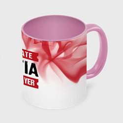 Кружка 3D Mafia: красные таблички Best Player и Ultimate, цвет: 3D-белый + розовый