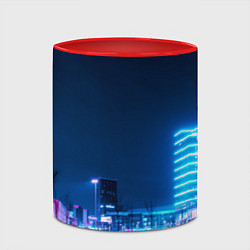 Кружка 3D Неоновый ночной город - Светло-синий, цвет: 3D-белый + красный — фото 2