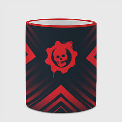 Кружка 3D Красный Символ Gears of War на темном фоне со стре, цвет: 3D-красный кант — фото 2