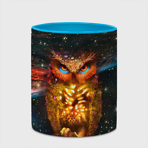 Кружка цветная Космический взгляд совы / 3D-Белый + небесно-голубой – фото 2