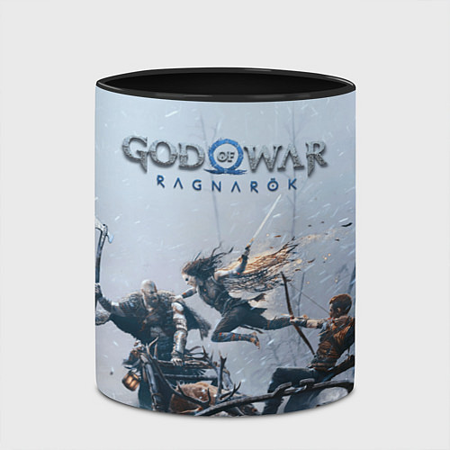 Кружка цветная Кратос, Атрей и Фрея GOW Ragnarok / 3D-Белый + черный – фото 2