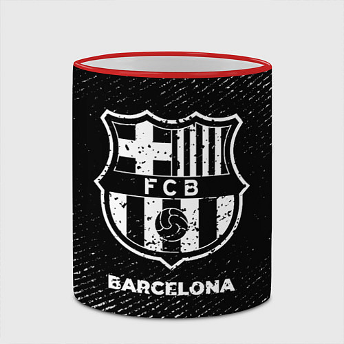 Кружка цветная Barcelona с потертостями на темном фоне / 3D-Красный кант – фото 2