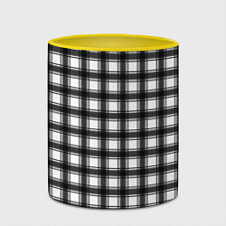 Кружка 3D Black and white trendy checkered pattern, цвет: 3D-белый + желтый — фото 2