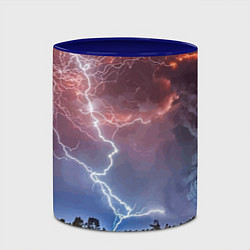 Кружка 3D Грозовые разряды молний над лесом, цвет: 3D-белый + синий — фото 2
