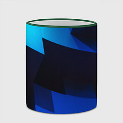 Кружка 3D Абстрактные геометрические объёмные фигуры - Синий, цвет: 3D-зеленый кант — фото 2