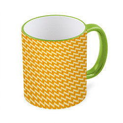Кружка 3D Желтые зиг-заги, цвет: 3D-светло-зеленый кант