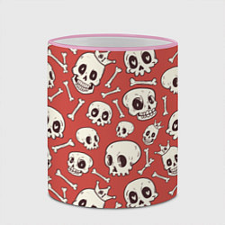 Кружка 3D Черепа на красном фоне, цвет: 3D-розовый кант — фото 2