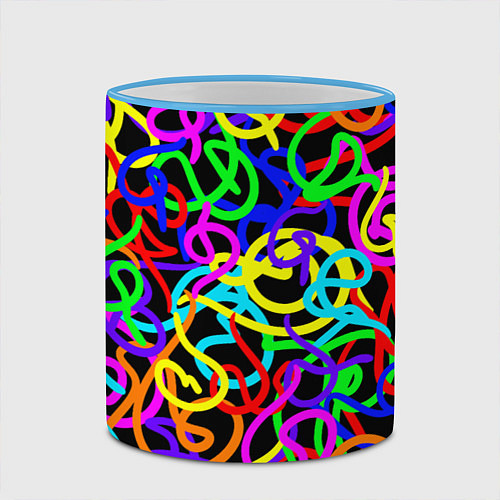 Кружка цветная Неоновый беспорядок / 3D-Небесно-голубой кант – фото 2