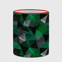 Кружка 3D Зеленый, серый и черный геометрический, цвет: 3D-красный кант — фото 2