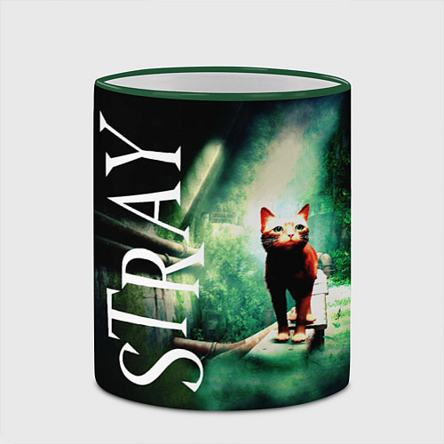 Кружка цветная Заблудившийся Котик STRAY / 3D-Зеленый кант – фото 2