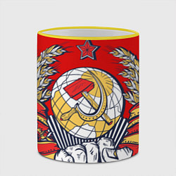 Кружка 3D СССР серп и молот герб, цвет: 3D-желтый кант — фото 2