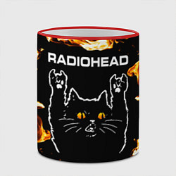 Кружка 3D Radiohead рок кот и огонь, цвет: 3D-красный кант — фото 2