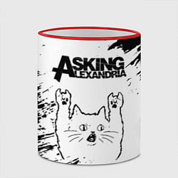 Кружка 3D Asking Alexandria рок кот на светлом фоне, цвет: 3D-красный кант — фото 2