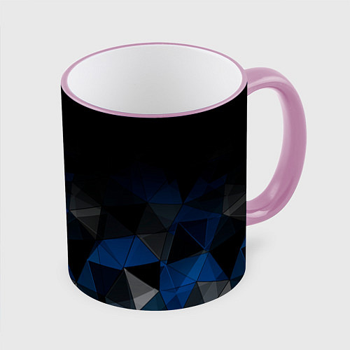 Кружка цветная Черно-синий геометрический / 3D-Розовый кант – фото 1
