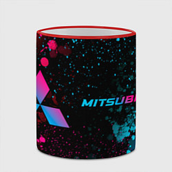 Кружка 3D Mitsubishi - neon gradient: надпись и символ, цвет: 3D-красный кант — фото 2