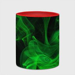Кружка 3D Зелёный абстрактный дым, цвет: 3D-белый + красный — фото 2