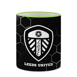 Кружка 3D Leeds United sport на темном фоне, цвет: 3D-светло-зеленый кант — фото 2