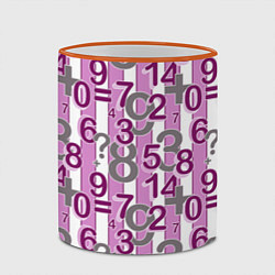 Кружка 3D Бело-розовый узор Арифметика, цвет: 3D-оранжевый кант — фото 2