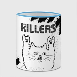 Кружка 3D The Killers рок кот на светлом фоне, цвет: 3D-небесно-голубой кант — фото 2