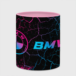 Кружка 3D BMW - neon gradient: надпись и символ, цвет: 3D-белый + розовый — фото 2