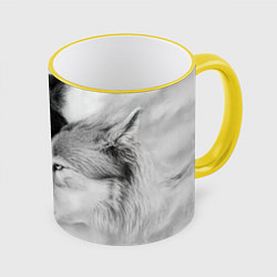 Кружка 3D Love: Волк и волчица, цвет: 3D-желтый кант