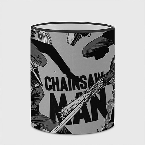 Кружка цветная Chainsaw man comix / 3D-Черный кант – фото 2