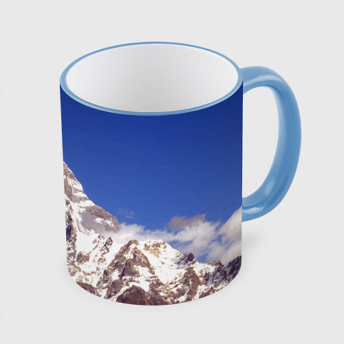 Кружка цветная Мачапучаре, священная гора - дом бога Шивы, закрыт / 3D-Небесно-голубой кант – фото 1