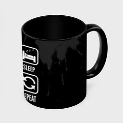 Кружка 3D Eat, sleep, FNAF, repeat, цвет: 3D-белый + черный