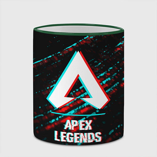 Кружка цветная Apex Legends в стиле glitch и баги графики на темн / 3D-Зеленый кант – фото 2