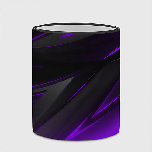 Кружка цветная Черно-фиолетовая геометрическая абстракция / 3D-Черный кант – фото 2