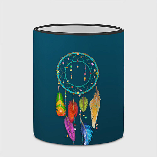Кружка цветная Ловец снов - индейский амулет / 3D-Черный кант – фото 2