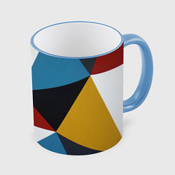 Кружка 3D Абстрактный набор разноцветных геометрических фигу, цвет: 3D-небесно-голубой кант