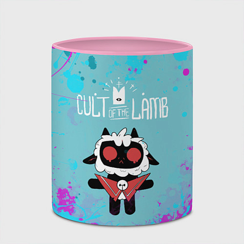 Кружка цветная Овечка арт - Cult of the lamb / 3D-Белый + розовый – фото 2