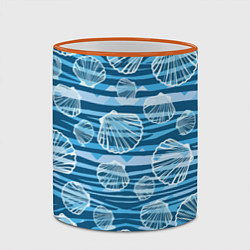 Кружка 3D Паттерн из створок ракушки - океан, цвет: 3D-оранжевый кант — фото 2